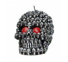 Décoration Halloween Bougie Tête de Mort Noire de 10 cm