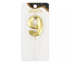 Bougie anniversaire et anniversaires numéro 9 couleur or 7 cm
