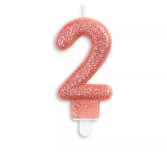 Bougie d'anniversaire scintillante numéro 2 en or rose