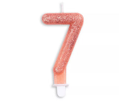 Bougie d'anniversaire scintillante numéro 7 en or rose