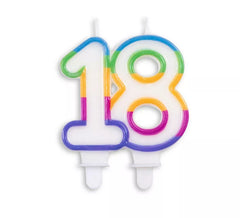 Bougie d'anniversaire numéro 18 multicolore