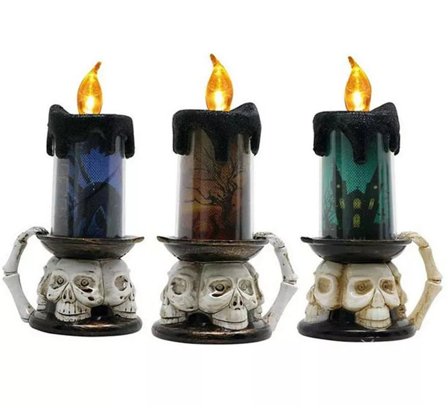 Translation missing: fr.Vela Electrónica con Calavera y Luz de 17X9.5 cm en colores surtidos