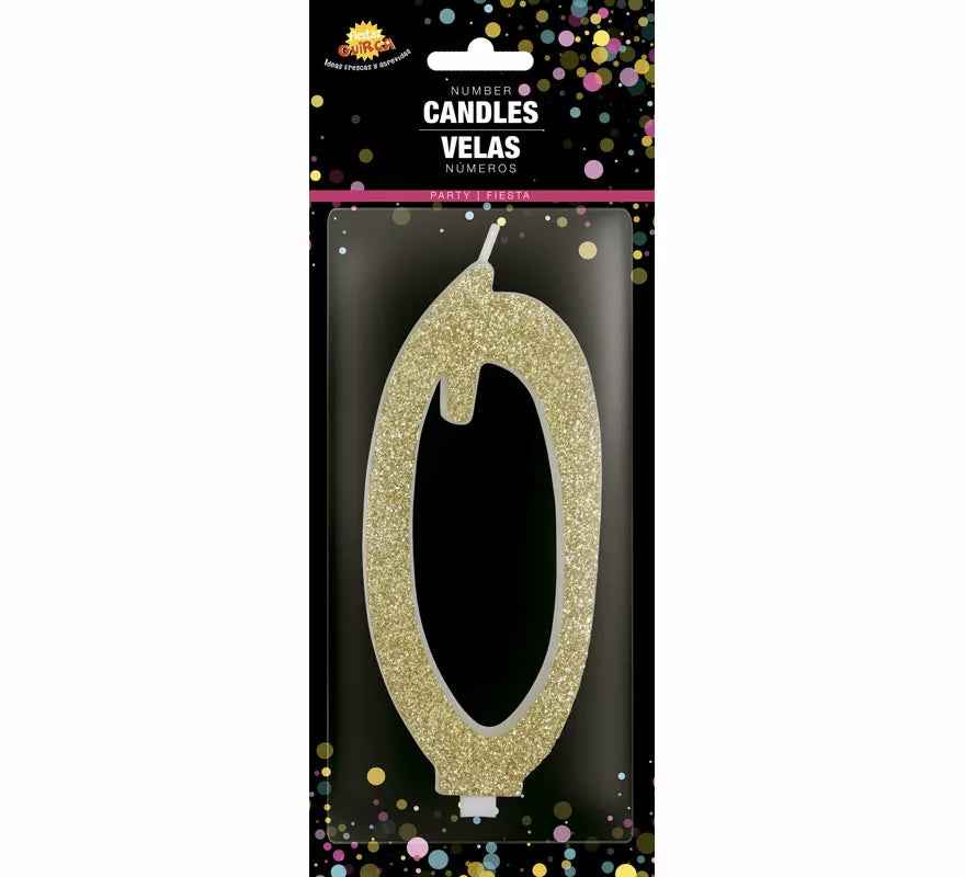 Translation missing: fr.Vela Escarchada Oro Número 0, de 12.5 cm