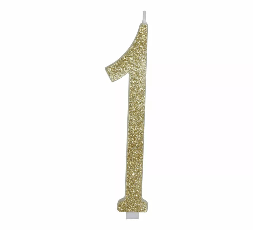 Translation missing: fr.Vela Escarchada Oro Número 1, de 12.5 cm