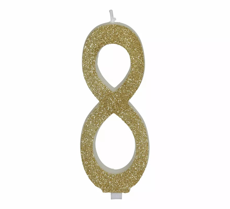 Translation missing: fr.Vela Escarchada Oro Número 8, de 12.5 cm