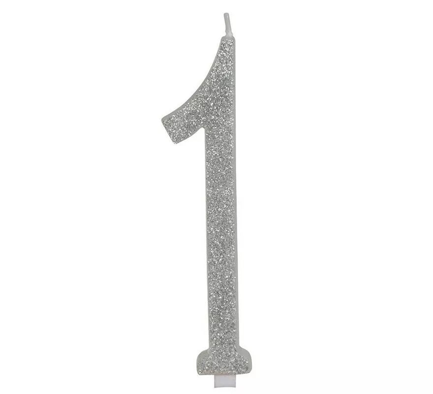 Translation missing: fr.Vela Escarchada Plata Número 1, de 12.5 cm