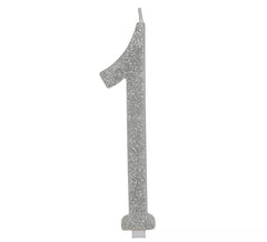 Bougie numéro 1 en argent givré, 12,5 cm