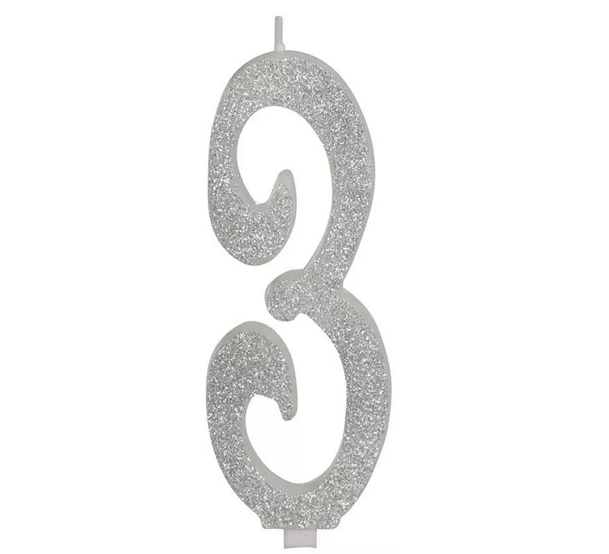 Translation missing: fr.Vela Escarchada Plata Número 3, de 12.5 cm