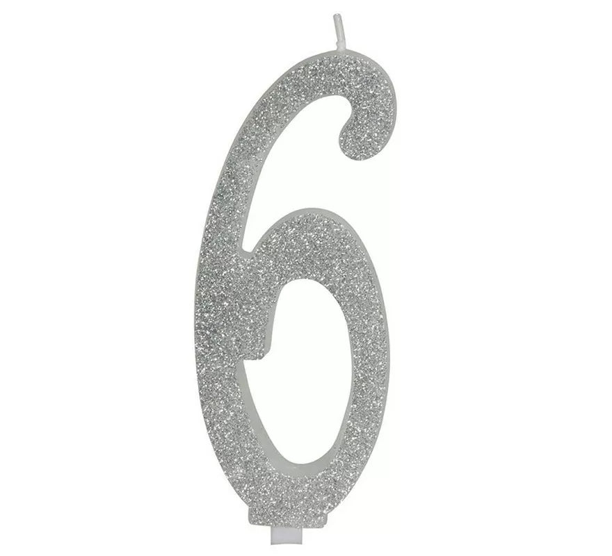 Translation missing: fr.Vela Escarchada Plata Número 6, de 12.5 cm