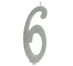Bougie numéro 6 en argent givré, 12,5 cm