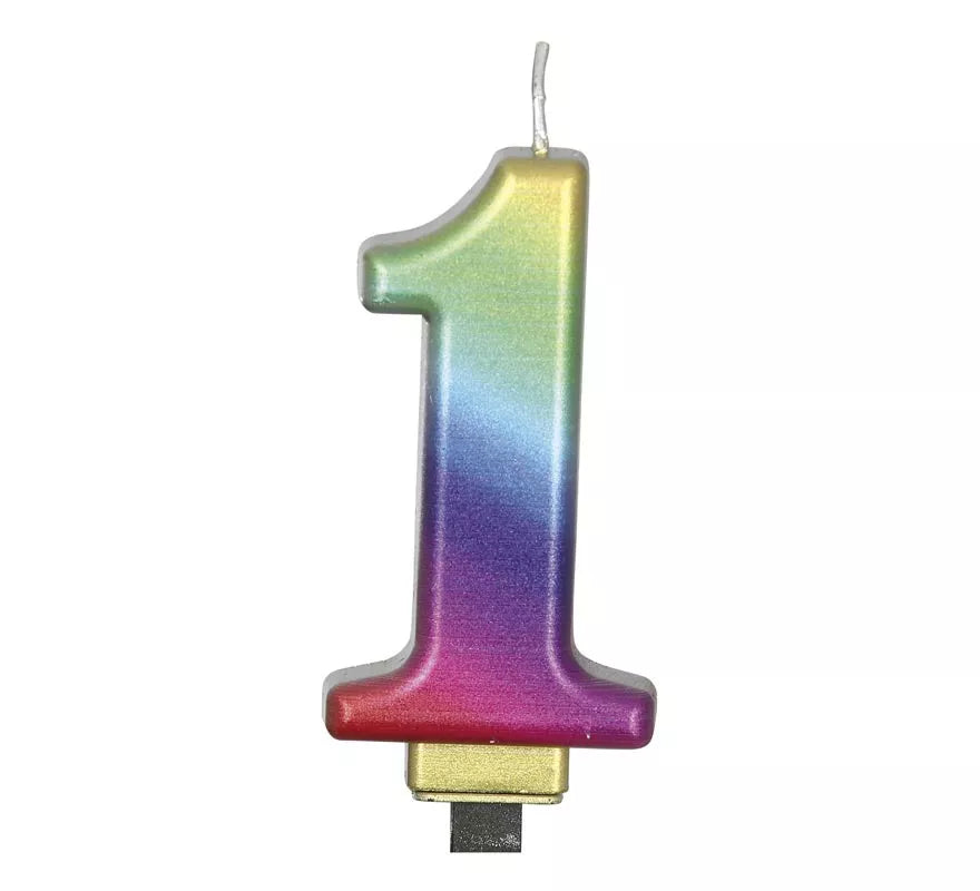 Vela Metalizado Multicolor Nº 1, de 8 cm