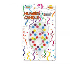 Bougie Points de couleur avec le numéro 6.