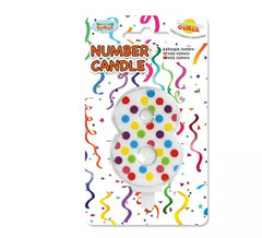 Bougie Points de couleur avec le numéro 8.