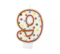 Bougie Numéro 9 avec Pois à couleurs