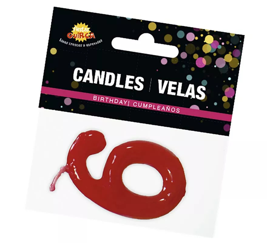 Translation missing: fr.Vela roja con el número 6 para cumpleaños