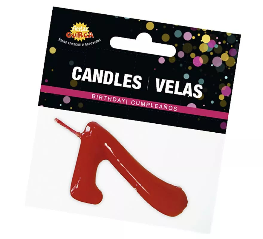Translation missing: fr.Vela roja con el número 7 para cumpleaños