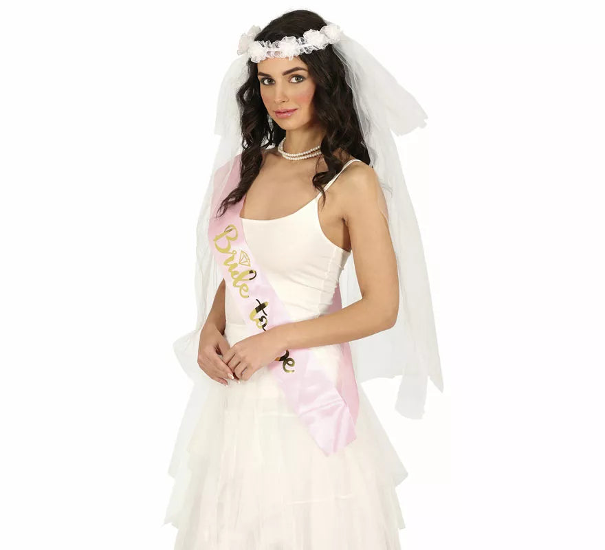Translation missing: fr.Velo de Novia con corona de flores blancas