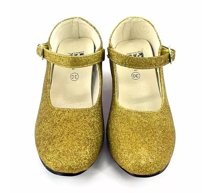 Translation missing: fr.Zapato Sevillana con tacón Dorado Purpurina en números del 22 al 41