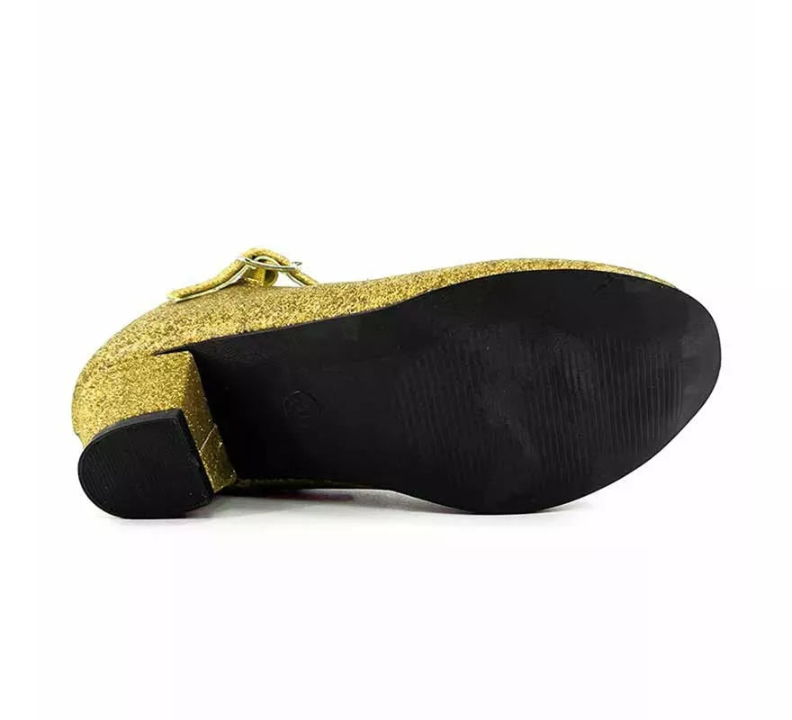 Translation missing: fr.Zapato Sevillana con tacón Dorado Purpurina en números del 22 al 41