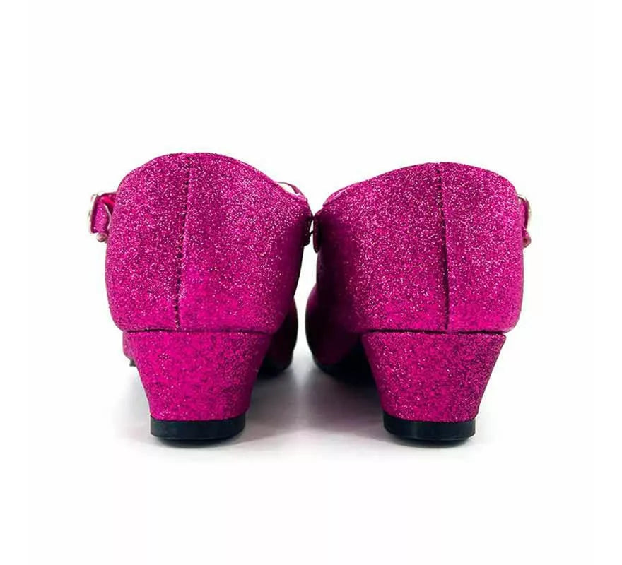 Translation missing: fr.Zapato Sevillana con tacón Fucsia Purpurina en números del 22 al 41