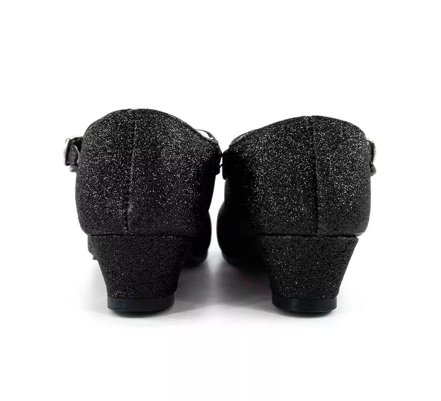 Translation missing: fr.Zapato Sevillana con tacón Negro Purpurina en números del 22 al 41