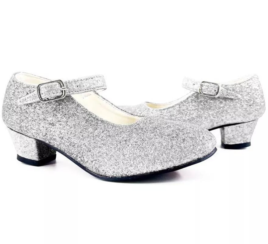 Translation missing: fr.Zapato Sevillana con tacón Plateado Purpurina en números del 22 al 41