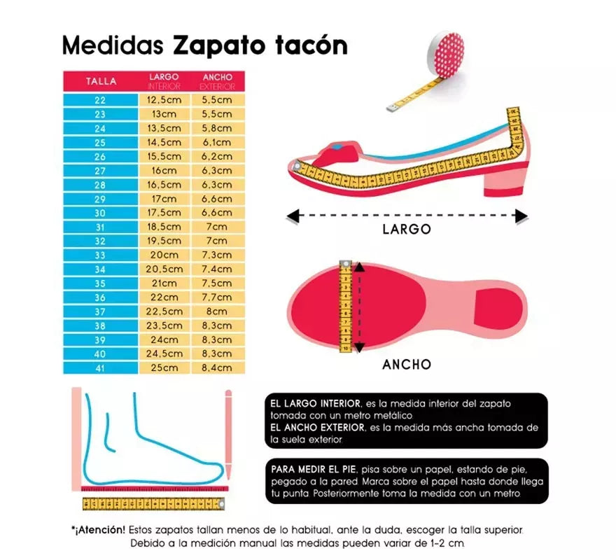Translation missing: fr.Zapato Sevillana con tacón Rojo con lunares Negros en números del 22 al 41