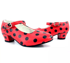 Chaussure Sevillana à talon rouge à pois noirs en chiffres de 22 à 41