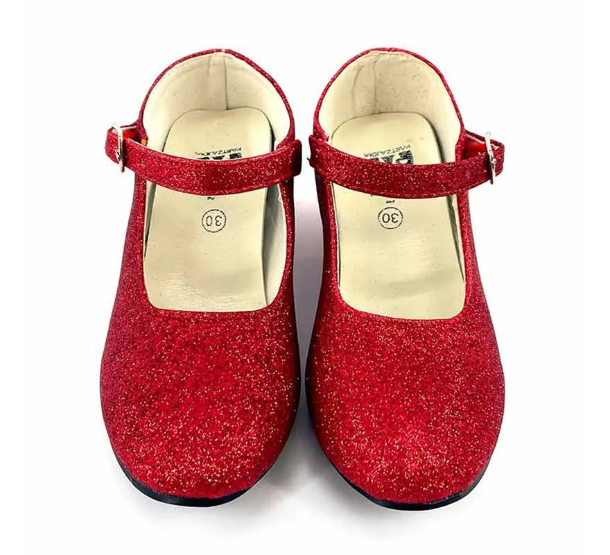 Zapato Sevillana con tacón Rojo Purpurina en números del 22 al 41