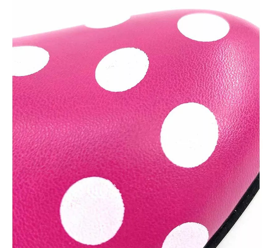 Translation missing: fr.Zapato Sevillana de tacón Fucsia con lunares Blancos números del 22 al 41