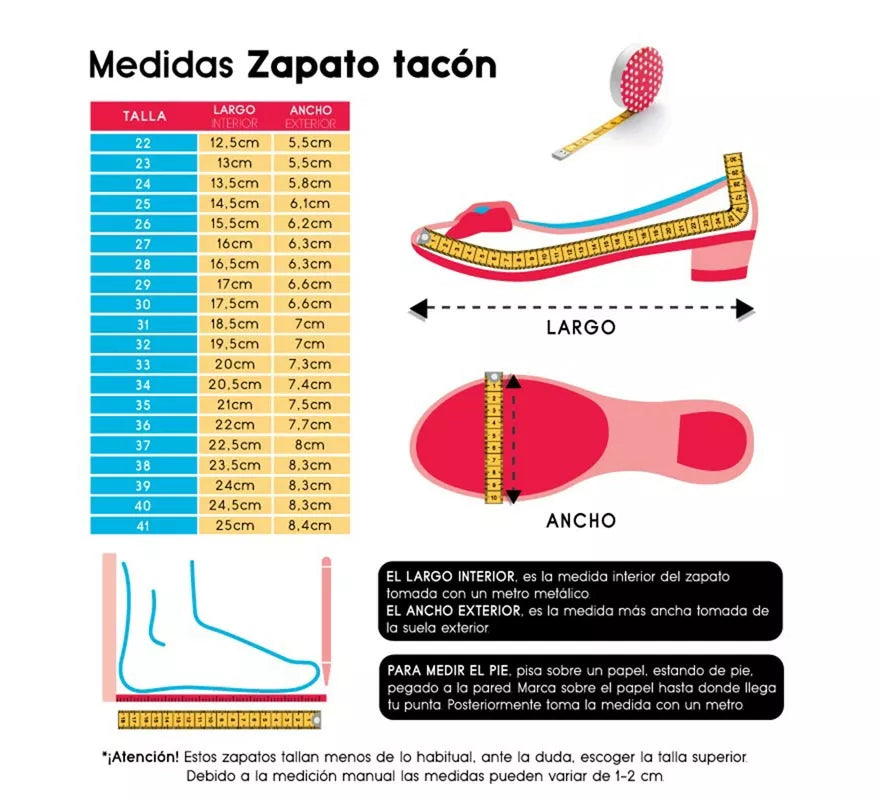 Translation missing: fr.Zapato Sevillana de tacón Fucsia con lunares Blancos números del 22 al 41