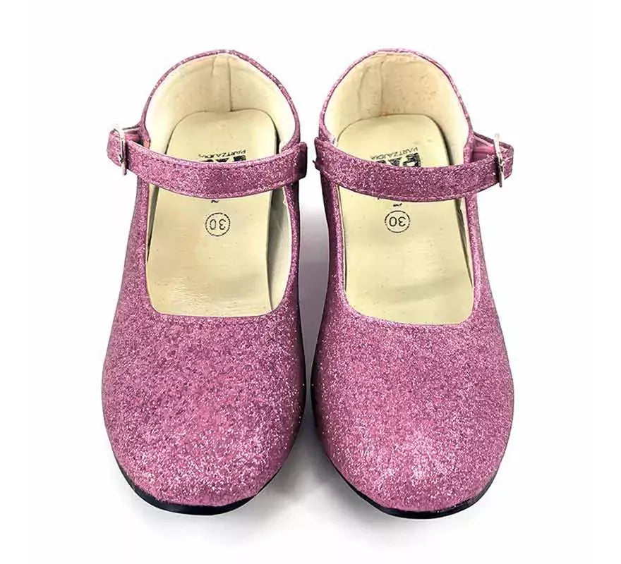 Translation missing: fr.Zapato Sevillana con tacón Rosa Purpurina en números del 22 al 41