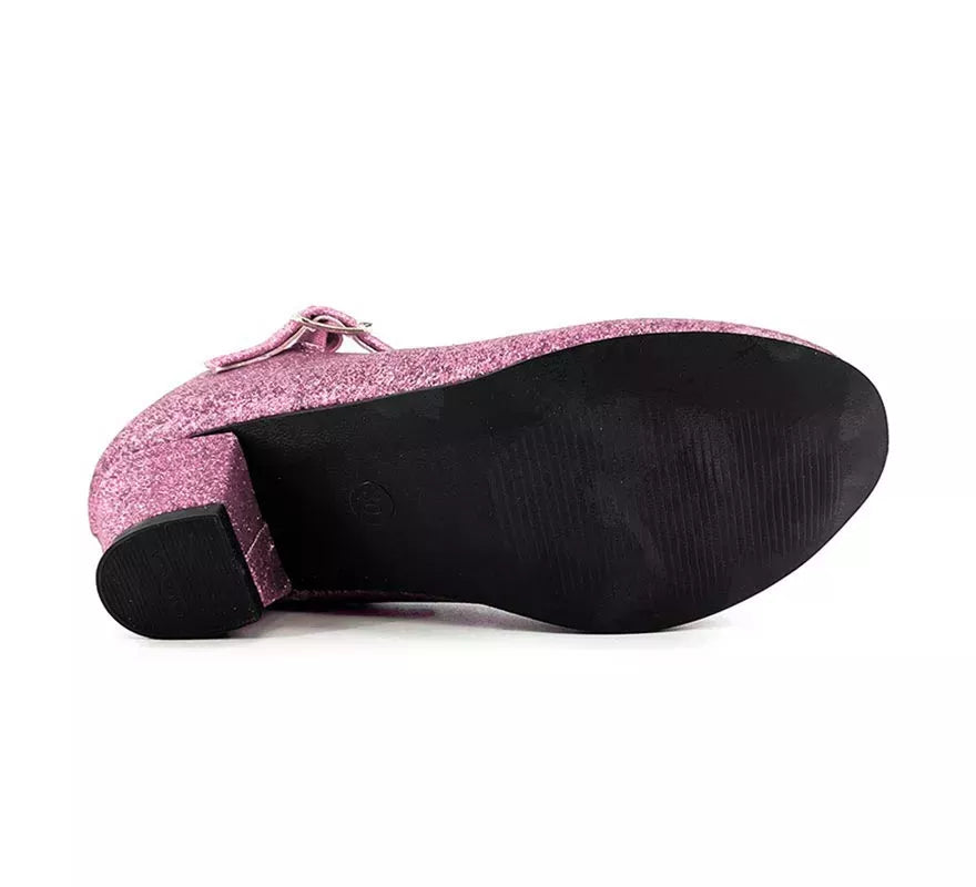 Translation missing: fr.Zapato Sevillana con tacón Rosa Purpurina en números del 22 al 41