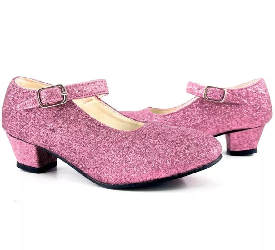 Translation missing: fr.Zapato Sevillana con tacón Rosa Purpurina en números del 22 al 41