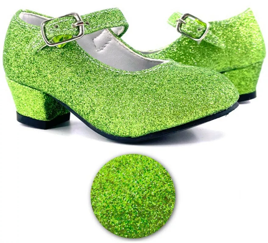 Translation missing: fr.Zapato Sevillana con tacón Verde Purpurina en números del 22 al 41