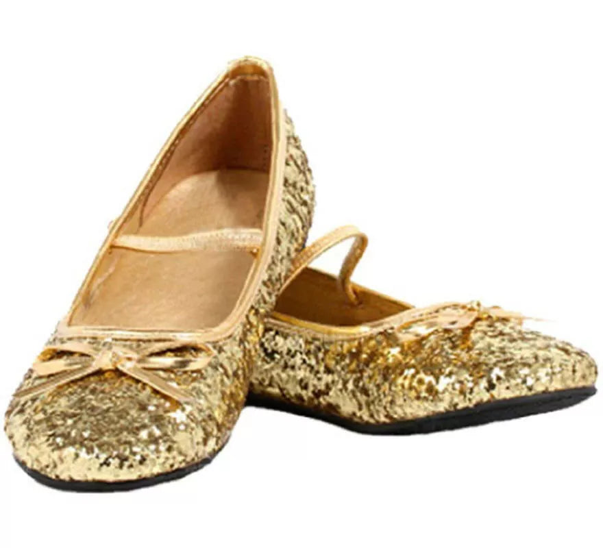 Translation missing: fr.Zapatos Bailarinas Doradas Purpurina en números del 22 al 41