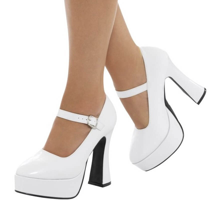 Translation missing: fr.Zapatos Blancos Años 70 con tacón de 12,7 cm para mujer