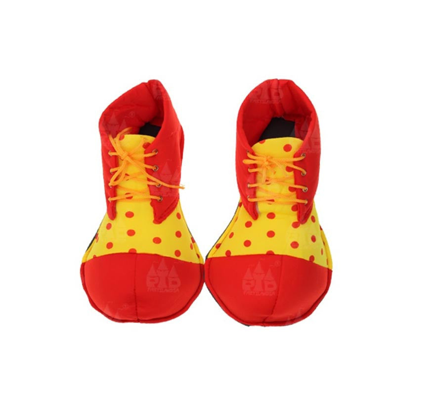 Translation missing: fr.Zapatos de Payaso rojo y amarillo con lunar adulto