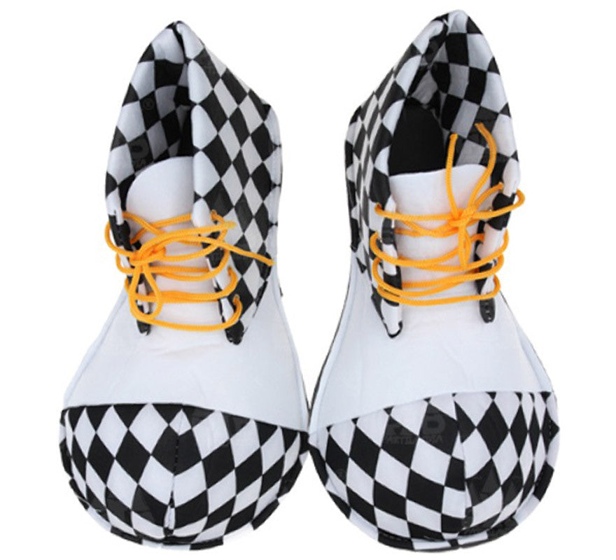 Translation missing: fr.Zapatos Payaso Arlequín cuadros blanco y negro de 36 cm
